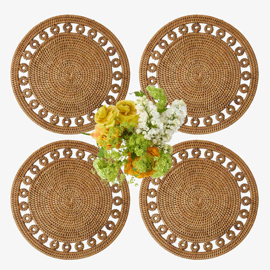 Tovagliette rotonde in rattan Elodie (set da 4)