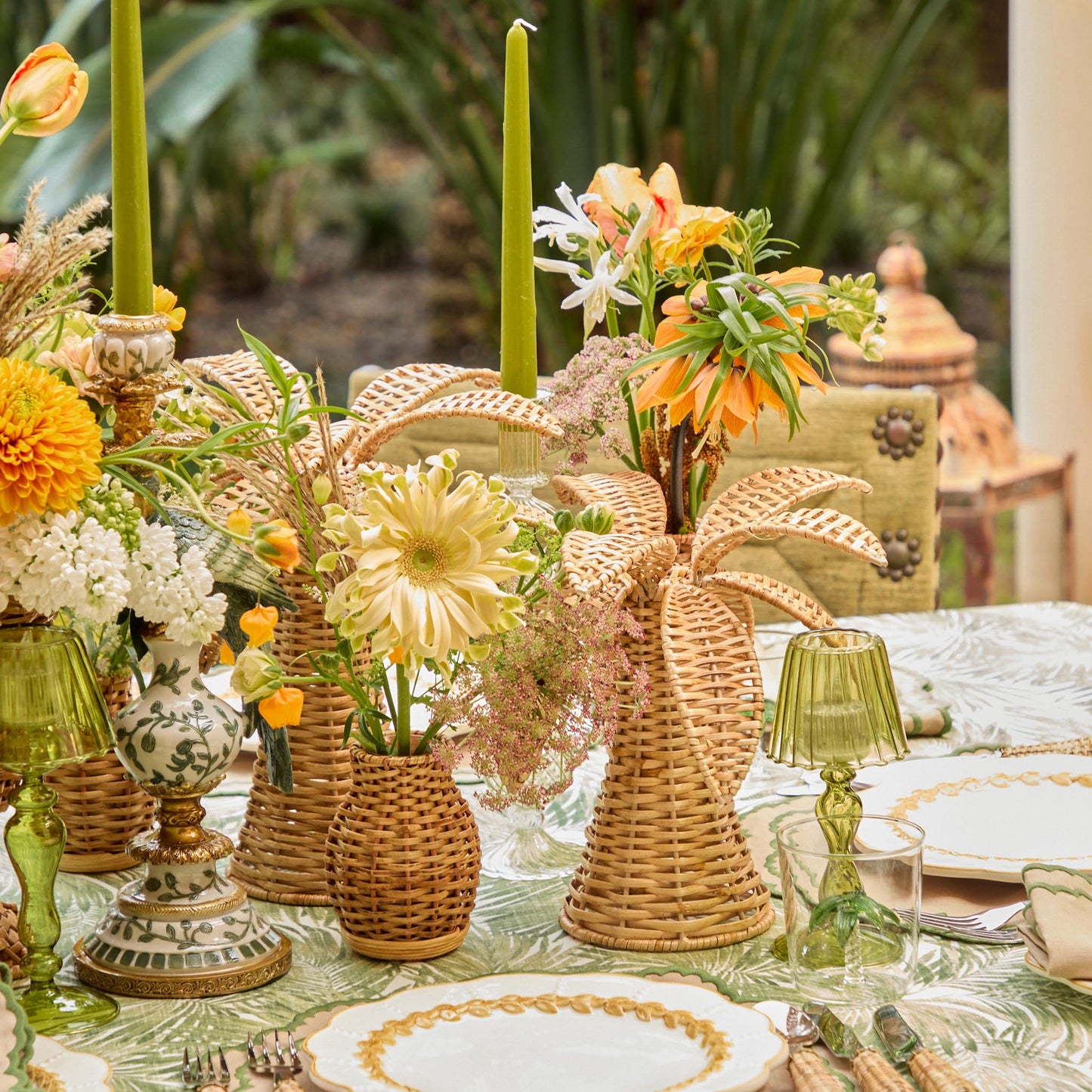 Piccola palma in rattan (coppia)
