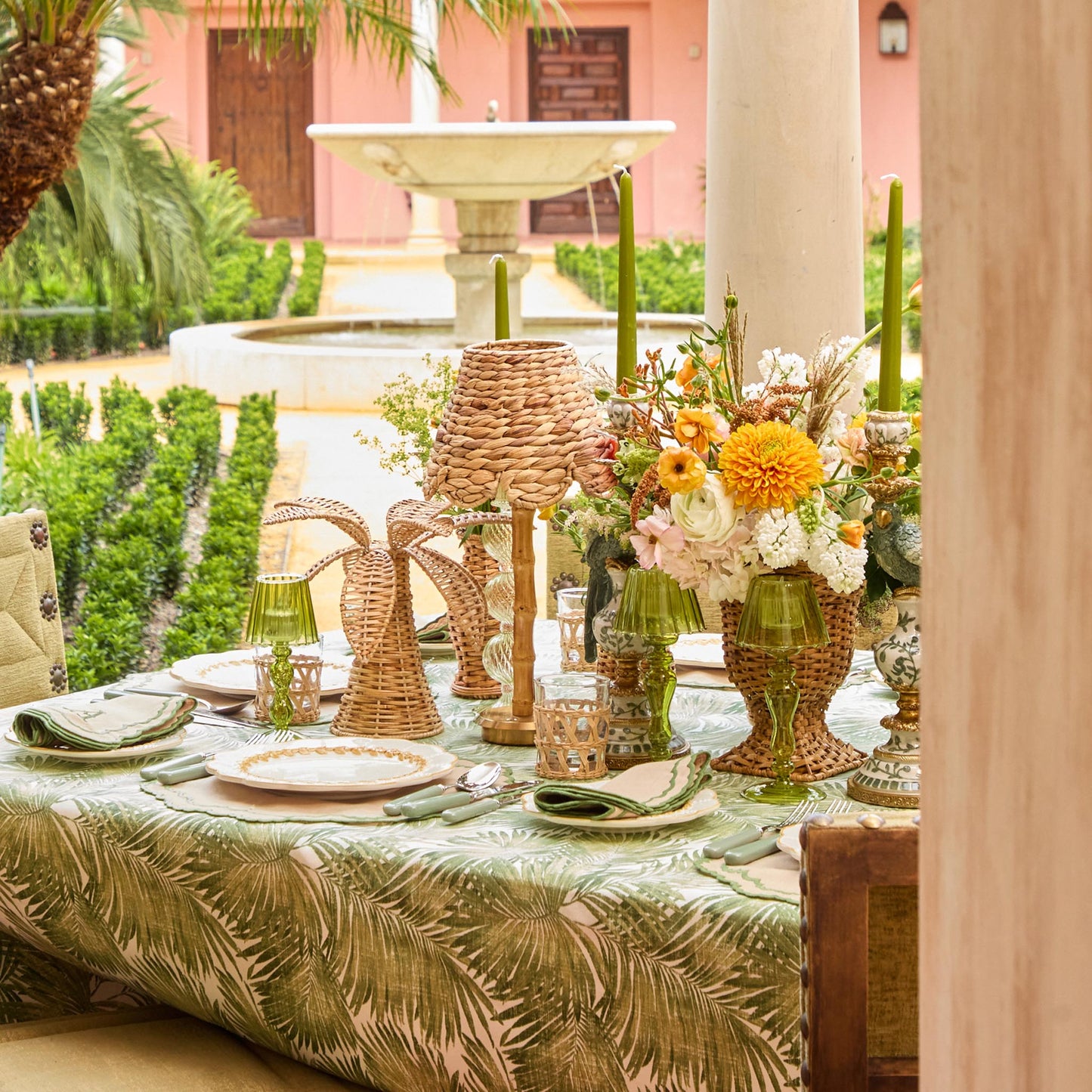 Piccola palma in rattan (coppia)