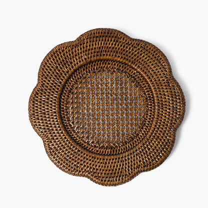 Piatti da portata in rattan smerlato marrone (set da 4)
