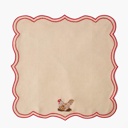 Tovagliette Eloise Putty e Red Linen e tovaglioli Henrietta Hen (set da 4)