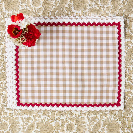 Tovagliette Rossina Putty Gingham e rosse (set da 4)