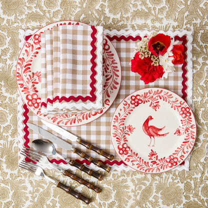Tovaglioli Rossina Putty Gingham e rossi (set da 4)