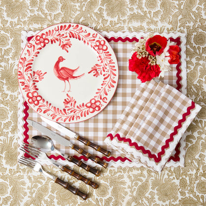 Tovagliette Rossina Putty Gingham e rosse (set da 4)