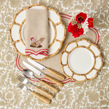 Tovagliette Eloise Putty e Red Linen e tovaglioli Henrietta Hen (set da 4)