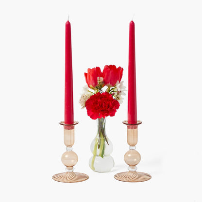Set di candele con nastro Eden Chestnut (rosso)