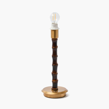 Lampada ricaricabile in bambù bruciato con paralume in velluto rosso (18 cm)