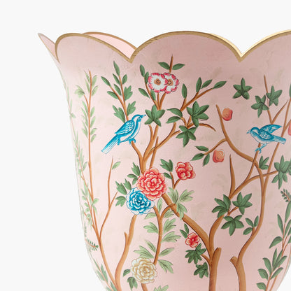 Urna in stile chinoiserie rosa Tole