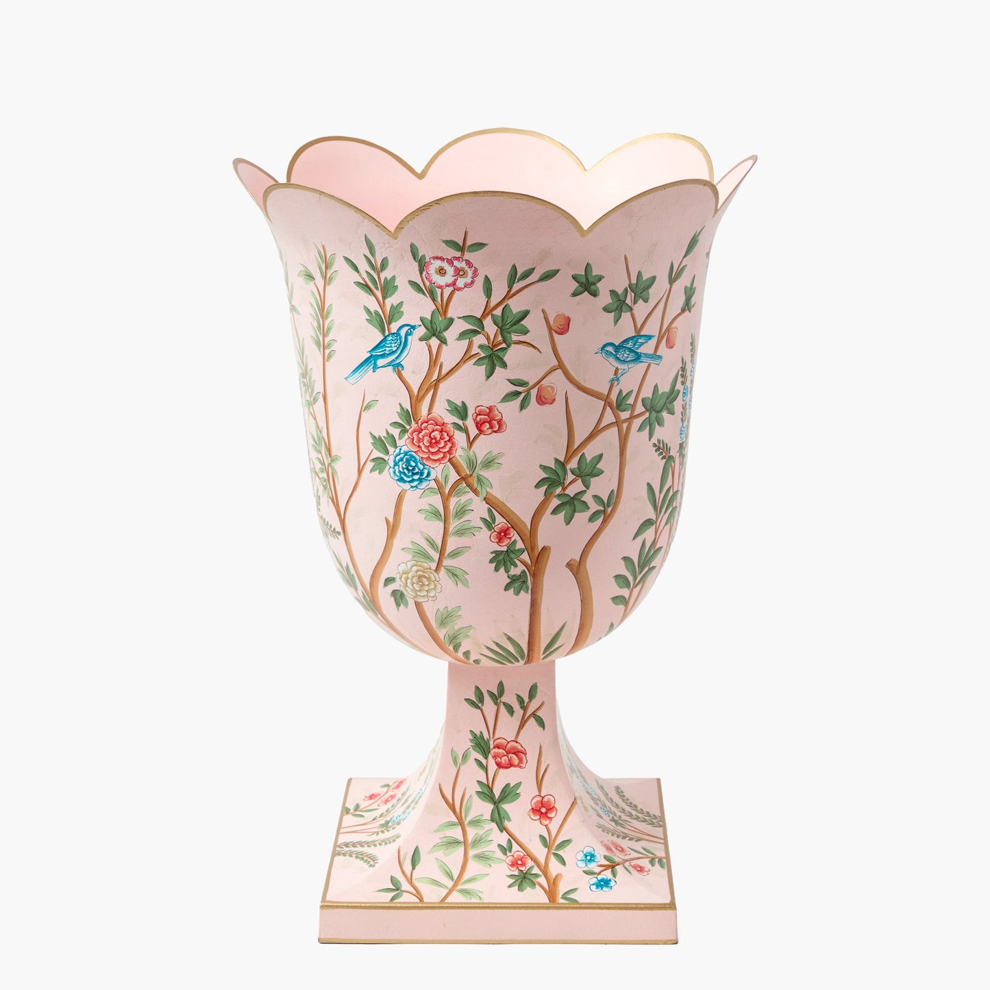 Urna in stile chinoiserie rosa Tole