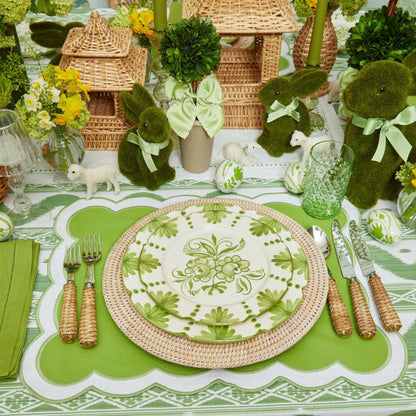 Palla di bosso in vaso con fiocco verde (coppia)