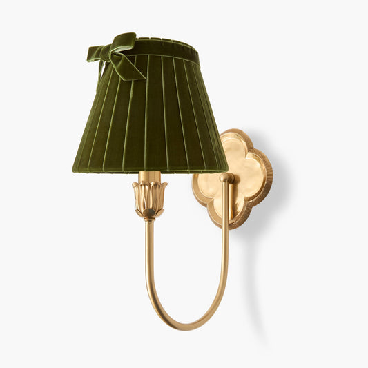 Lampada da parete ricaricabile a quattro foglie con paralume in velluto color oliva (18 cm)