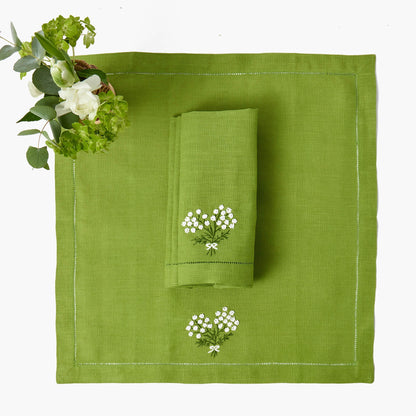 Tovaglioli di lino verde ortensia (set da 4)