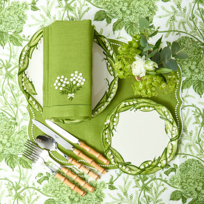 Tovaglioli di lino verde ortensia (set da 4)