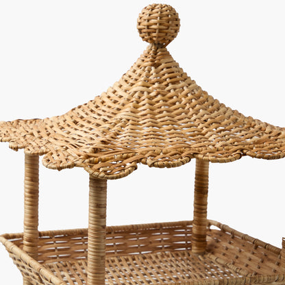 Supporto pagoda a tre livelli in rattan
