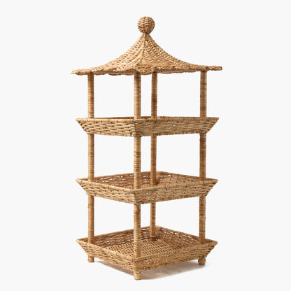 Supporto pagoda a tre livelli in rattan