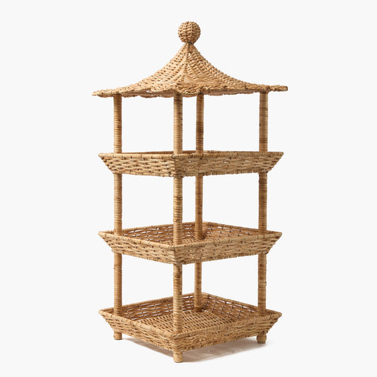 Supporto pagoda a tre livelli in rattan