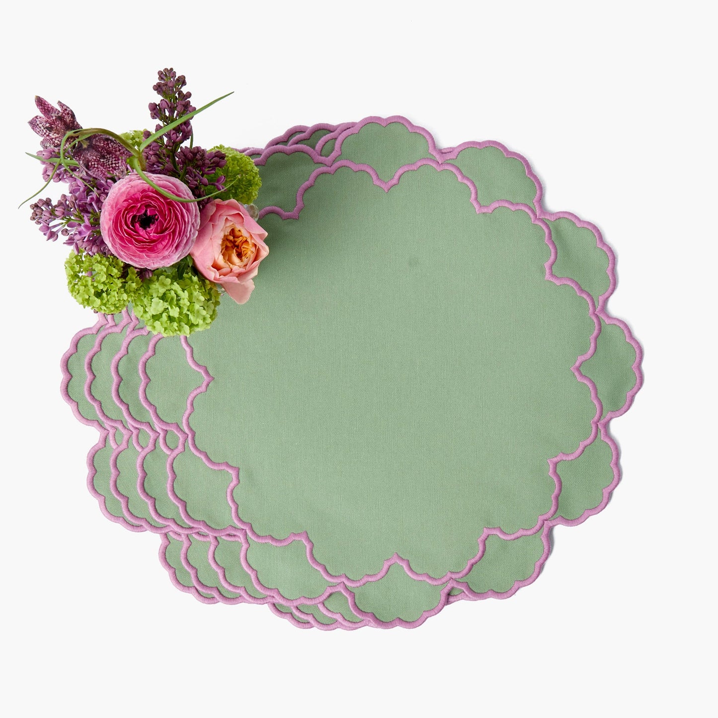 Tovagliette Lily Soft verdi e rosa (set da 4)
