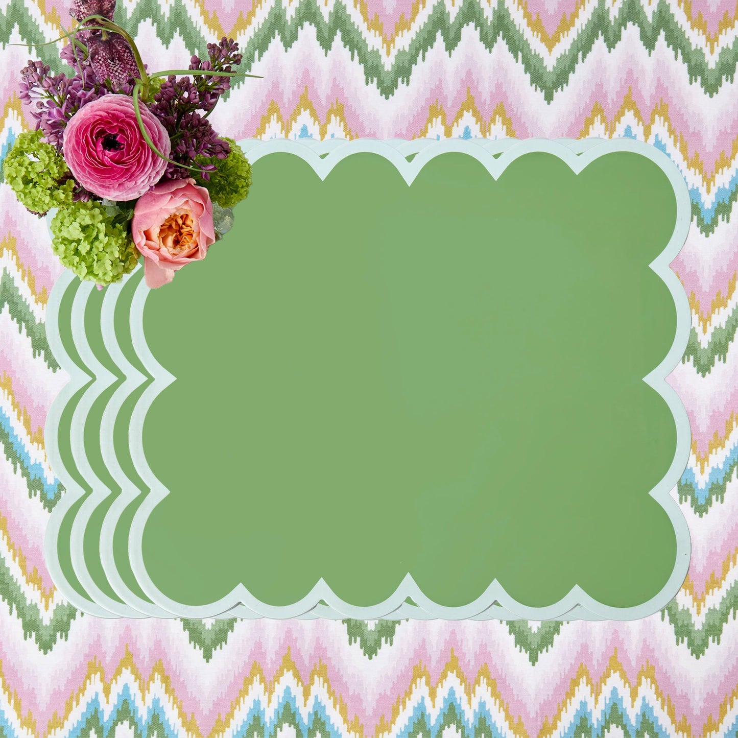 Tovagliette all'americana laccate verdi smerlate (set da 4)