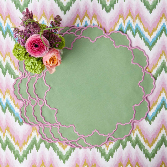 Tovagliette Lily Soft verdi e rosa (set da 4)