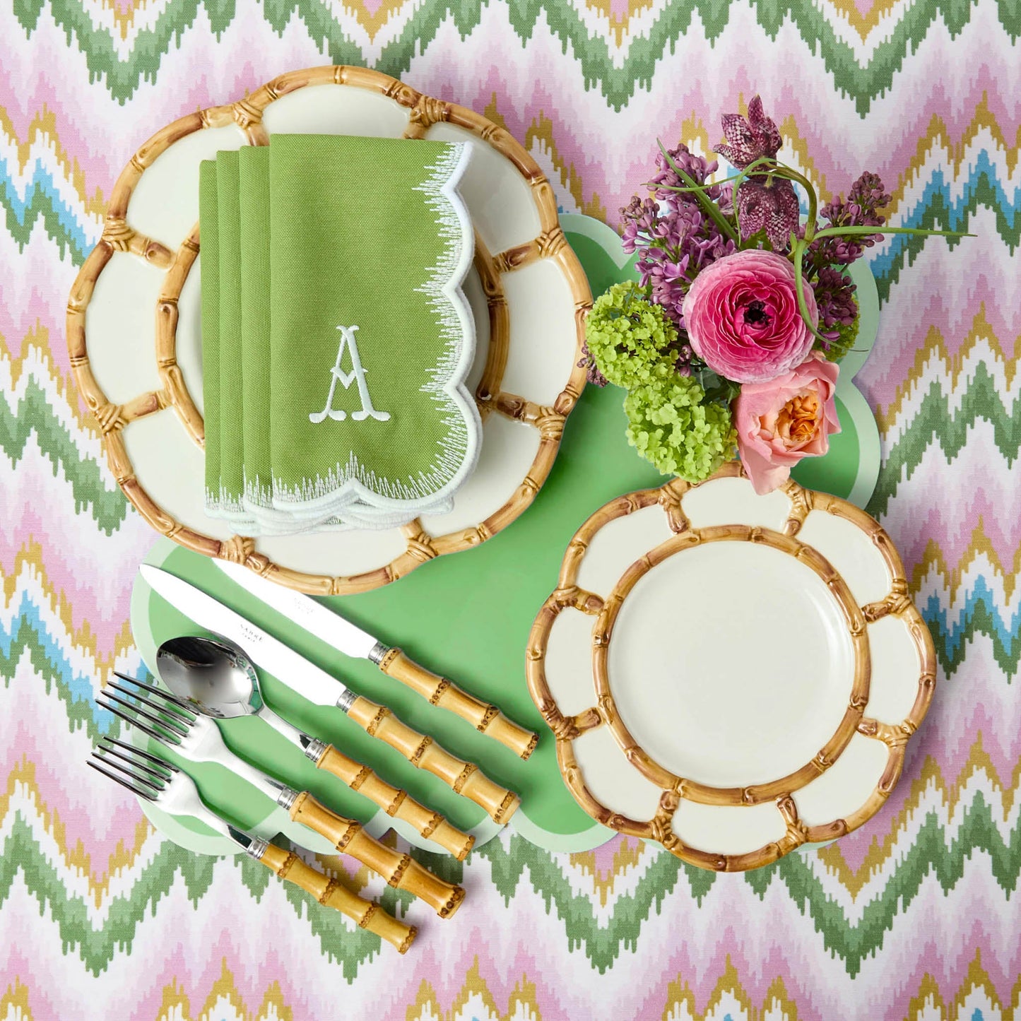 Tovagliette all'americana laccate verdi smerlate (set da 4)
