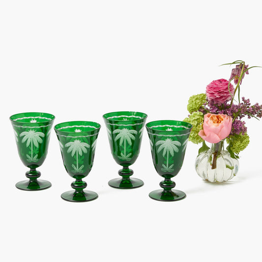 Bicchieri da vino Emerald Palm Tree (set da 4)