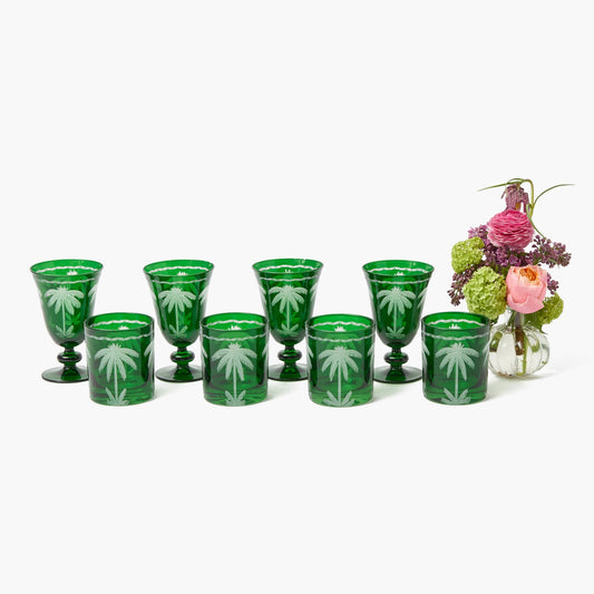 Set di 8 bicchieri Emerald Palm Tree