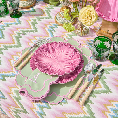 Tovaglioli Lily Soft verdi e rosa (set da 4)