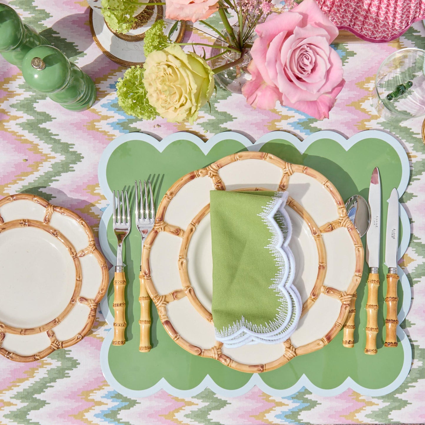 Tovagliette all'americana laccate verdi smerlate (set da 4)