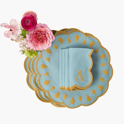 Tovagliette e tovaglioli Bettina Blue &amp; Caramel (set da 4)