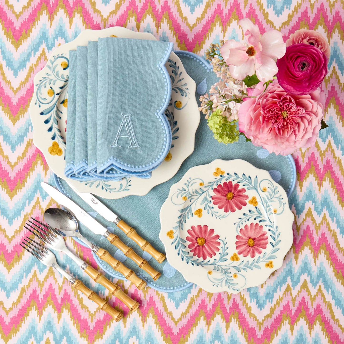 Piattini per antipasti con fiori rosa (set da 4)