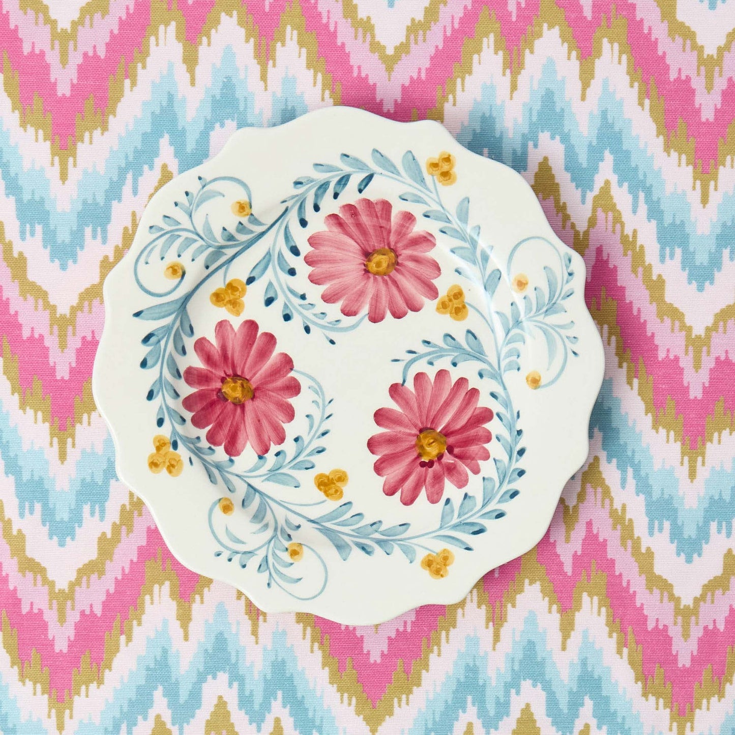 Piatti da portata con fiori rosa (set da 4)