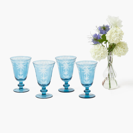 Bicchieri da vino Blue Palm (set da 4)