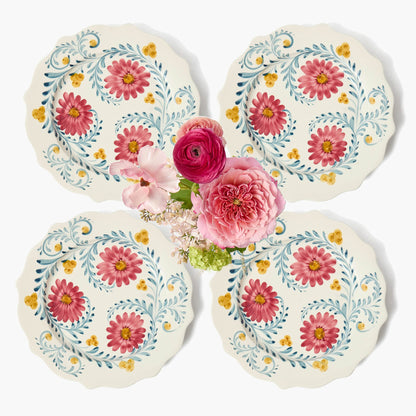 Piatti da portata con fiori rosa (set da 4)