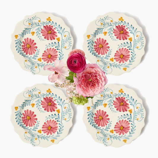 Piattini per antipasti con fiori rosa (set da 4)