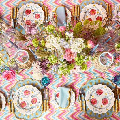 Piatti da portata e da antipasto con fiori rosa (set da 8)