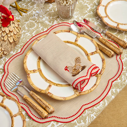 Tovagliette Eloise Putty e Red Linen e tovaglioli Henrietta Hen (set da 4)