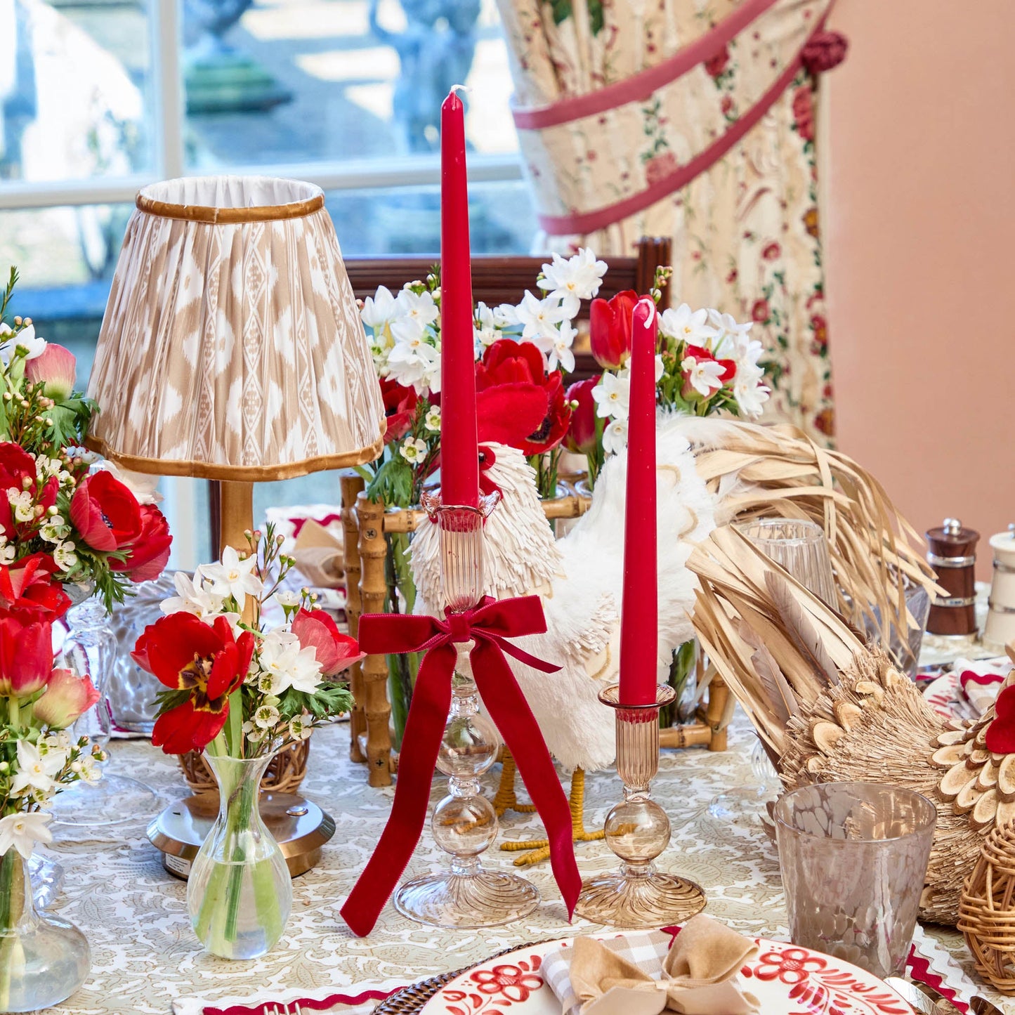 Set di candele con nastro Eden Chestnut (rosso)