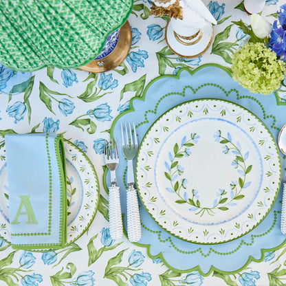 Tovagliette e tovaglioli Mariana blu e verde (set da 4)