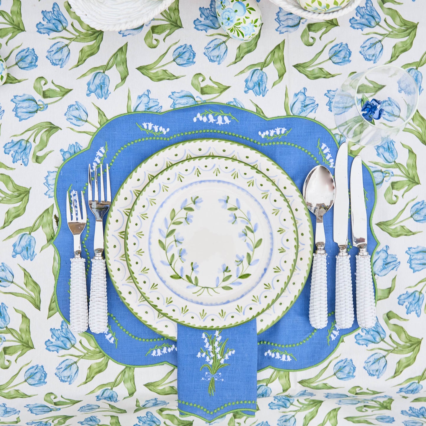 Tovagliette in lino blu Lily of the Valley (set da 4)