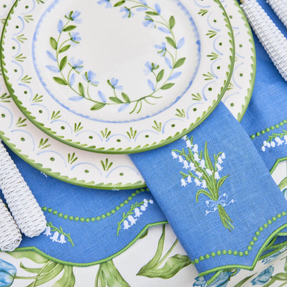 Tovagliette e tovaglioli in lino blu Lily of the Valley (set da 4)