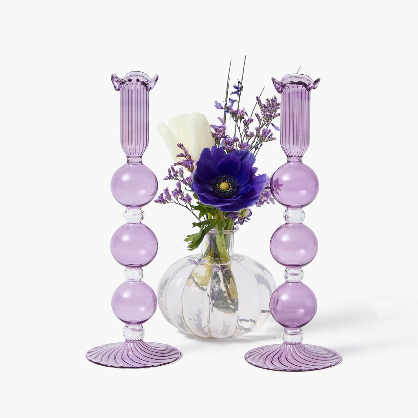 Portacandele viola Eden (coppia)